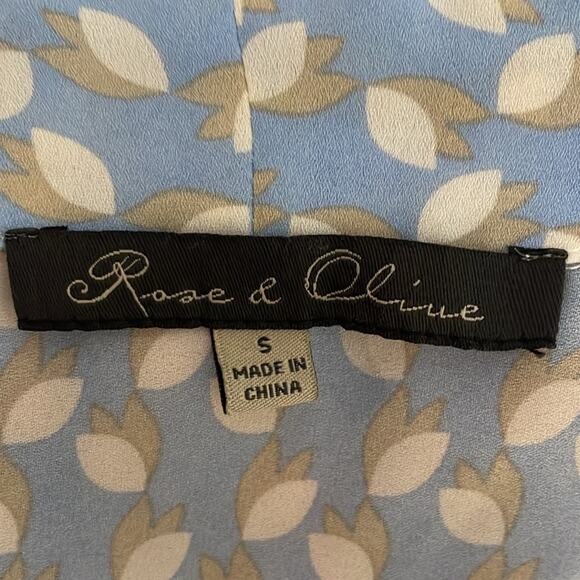 Rose and olive blue white and tan printed tank top - Picture 6 of 6